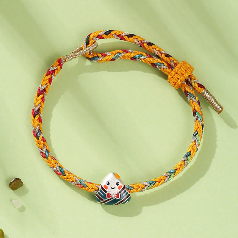 KarmaRipple's 925 Sterling Silver Dragon Boat Festival Zongzi Pattern Fortune Handmade Multicolored Rope Child Adult Bracelet p4