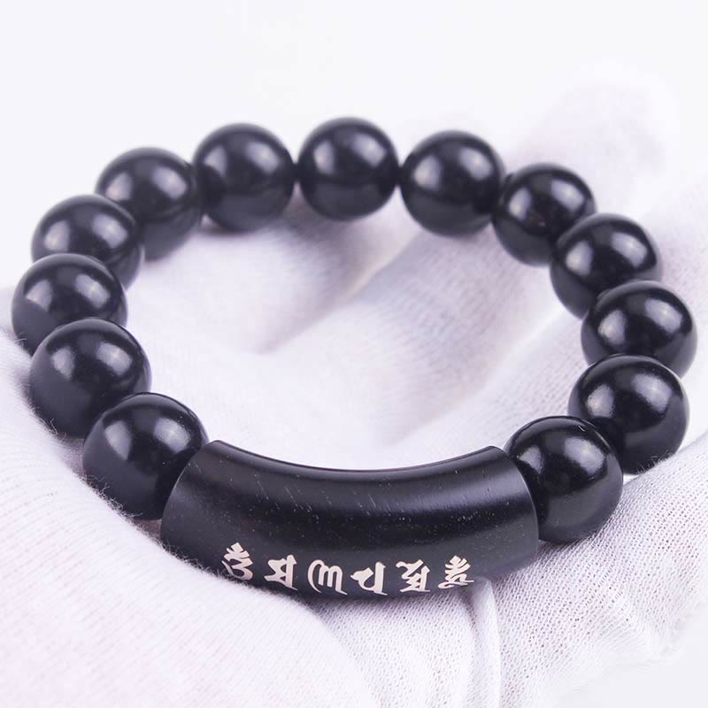 KarmaRipple's 999 Sterling Silver Ebony Wood Om Mani Padme Hum Inlaid Balance Bracelet p6