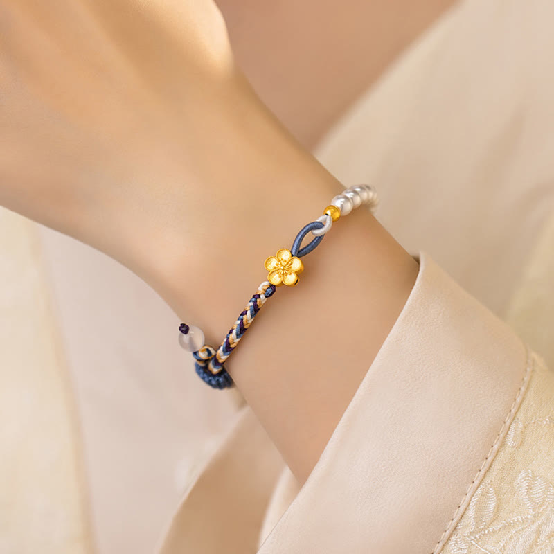 KarmaRipple's 925 Sterling Silver Peach Blossom Pearl Chalcedony Balancing Rope Bracelet p6