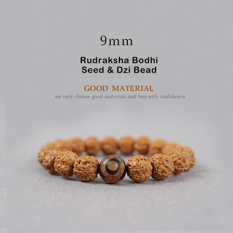 KarmaRipple's Tibet Rudraksha Bodhi Seed Dzi Bead Amber Turquoise Wealth Bracelet p1
