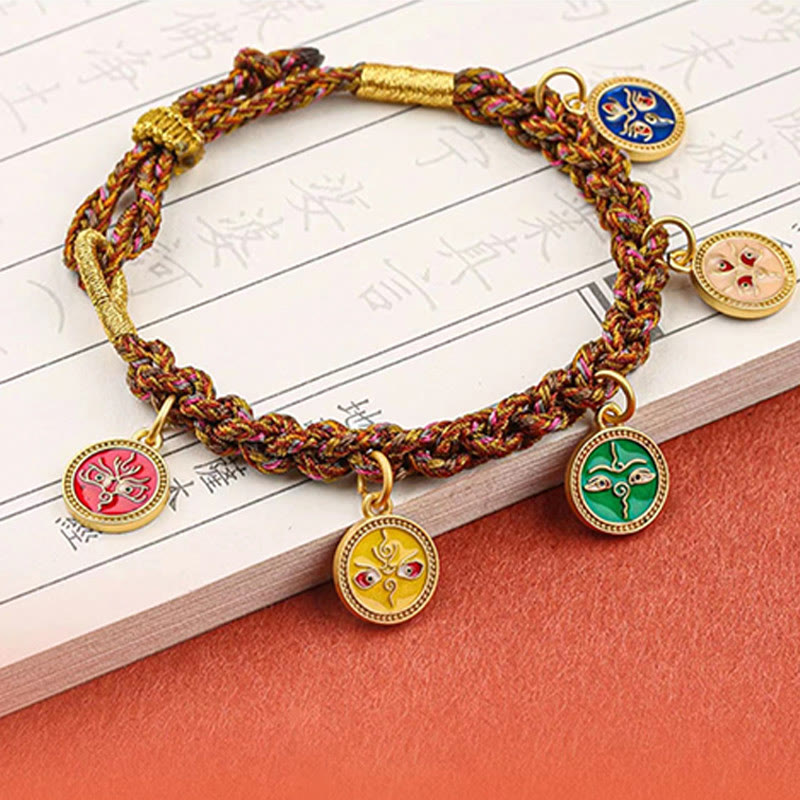 KarmaRipple's Tibetan Five God Of Wealth Thangka Fortune Braid String Bracelet p7