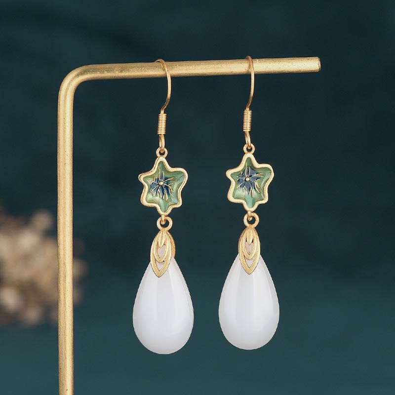 KarmaRipple's FengShui Ivory Jade Fortune Drop Earrings p4