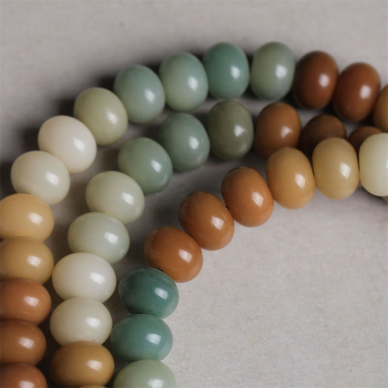 KarmaRipple's 108 Mala Beadwork Gradient Bodhi Seed Buddha Hand Engraved Peace Bracelet p4