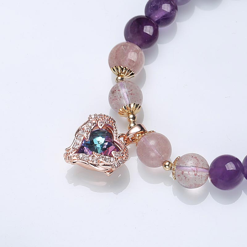 KarmaRipple's Authentic Amethyst Strawberry Quartz Gemstone Fortune Bracelet p3
