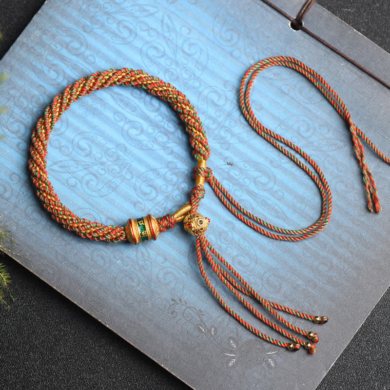 KarmaRipple's Tibetan Handmade Fortune Prayer Wheel Bead Talisman Weave Colorful String Bracelet p11