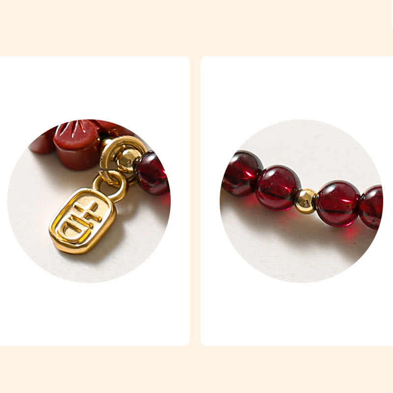 KarmaRipple's 14K Gold Authentic Garnet Cinnabar Flower Calm Bracelet p9