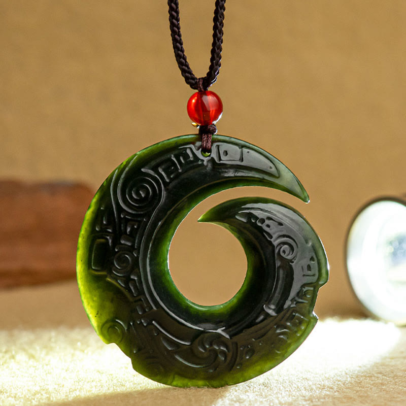 KarmaRipple's One's Fortune Improves Design Patern Authentic Hetian Cyan Jade Success Pendant Necklace p7
