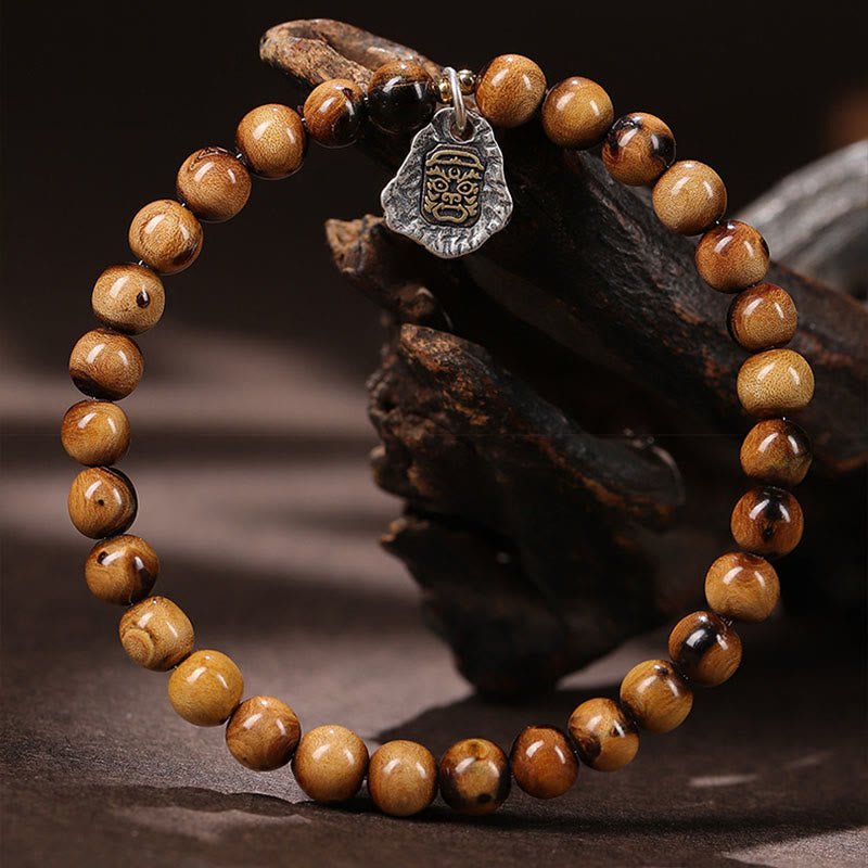 KarmaRipple's 925 Sterling Silver Authentic Golden Sea Willow Zakiram Goddess of Wealth Fortunate fortune Fu Character Success Bracelet p7