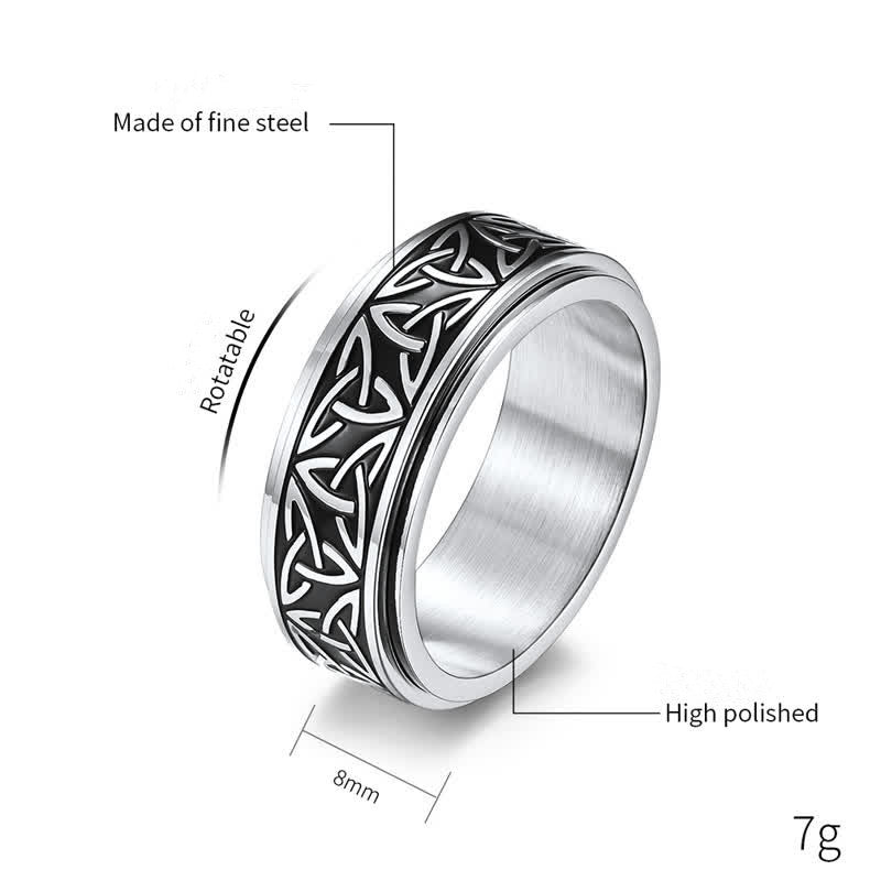 KarmaRipple's Triangle Weave Triquetra Titanium Steel Calm Rotatable Ring p9