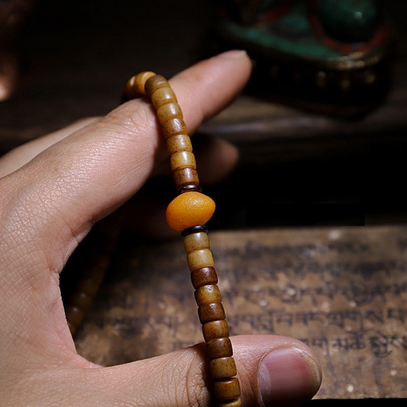 KarmaRipple's Tibet 108 Mala Beadwork Yak Bone Amber Balance Bracelet p21