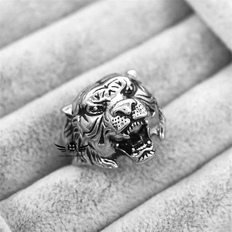 KarmaRipple's Men's Animal Tiger Head Titanium Steel Balance Calm Punk Rock Biker Ring p8