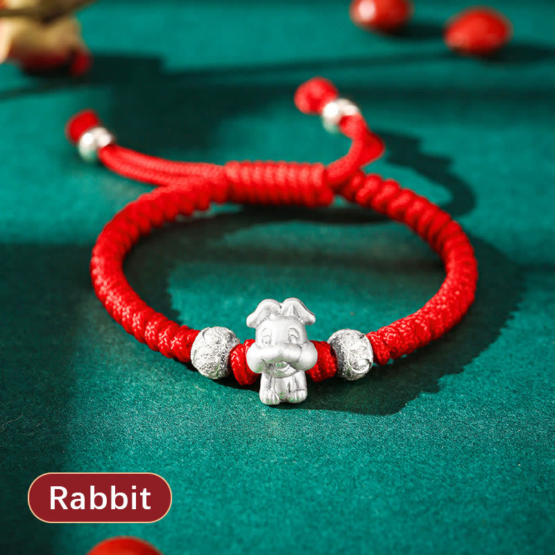 KarmaRipple's 999 Sterling Silver Chinese Zodiac Red Rope Fortune Handcrafted Kids Bracelet p38