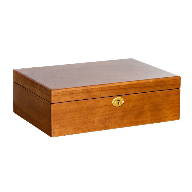 KarmaRipple's Vintage Wooden Jewelry Box Two-Layer Solid Wood Jewelry Storage Box p24