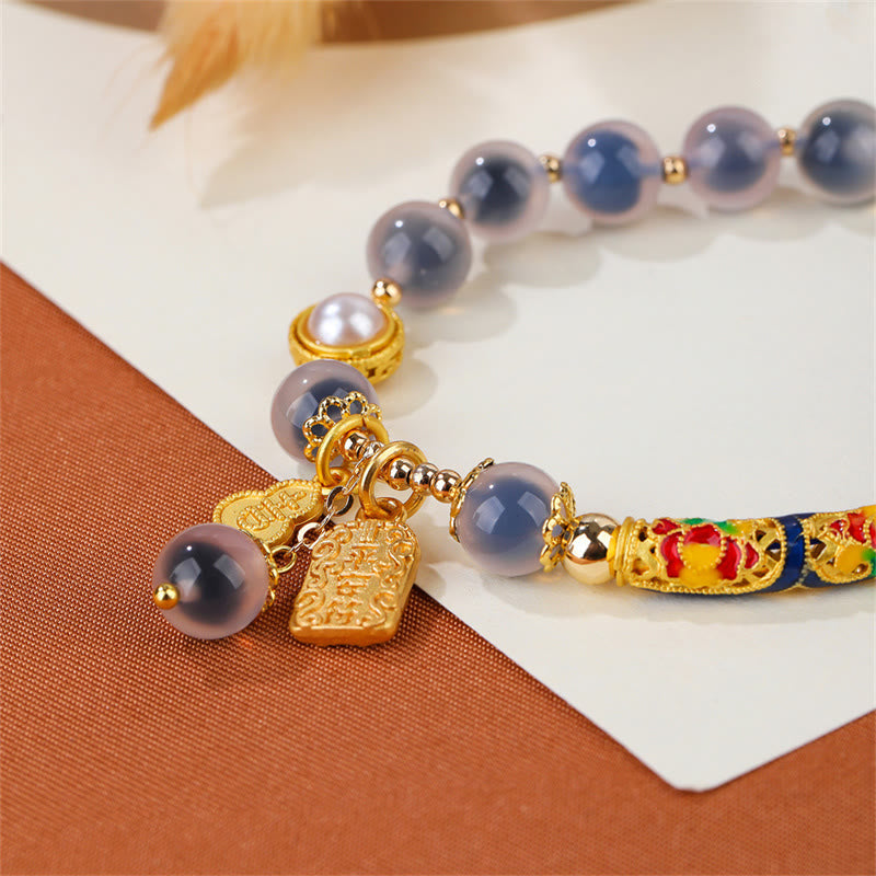 KarmaRipple's Authentic Blue Candy Agate Amulet Strength Bracelet p4