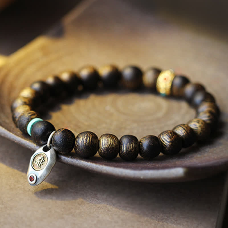 KarmaRipple's Vietnam Qinan Agarwood Turquoise Balance Strength Bracelet p10