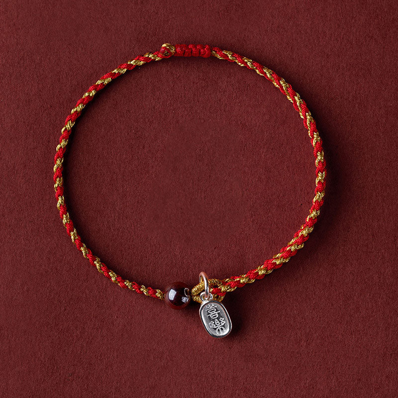 KarmaRipple's Handcrafted Red Gold Rope Lotus Peace And Joy Talisman Braid Bracelet p28