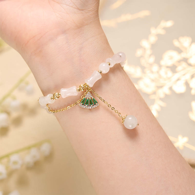 KarmaRipple's Tianshan Ivory Jade Bamboo Pattern Fortune Blessing Bracelet p4