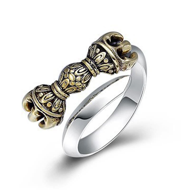 KarmaRipple's Tibetan Dorje Vajra Engraved Design Bronze Fortune Wealth Adjustable Ring p8