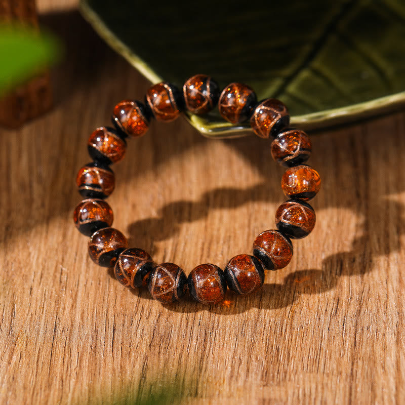 KarmaRipple's Tibetan Classic Liuli Glass Bead Fortune Wealth Bracelet p5