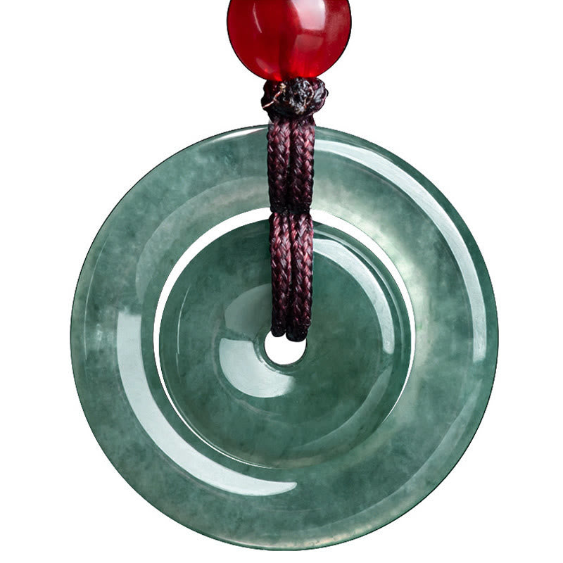 KarmaRipple's Green Jade Double Peace Buckle Abundance Pendant Necklace p12