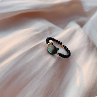 KarmaRipple's Authentic Tridacna Stone Lovely Cat 14K Gold Blessing Ring