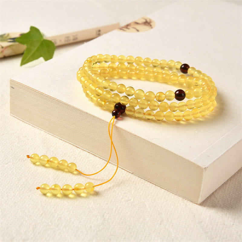 KarmaRipple's 108 Mala Beadwork Authentic Amber Clear Anxiety Bracelet p2
