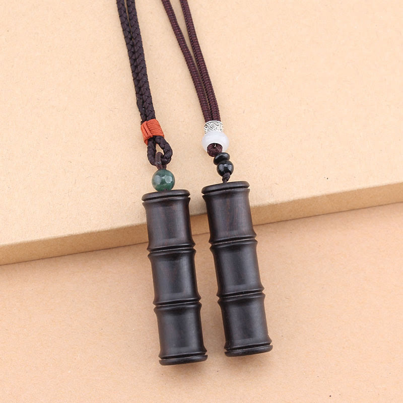 KarmaRipple's Ebony Wood Bamboo Pattern Ghau Prayer Box Peace Pendant Necklace p12