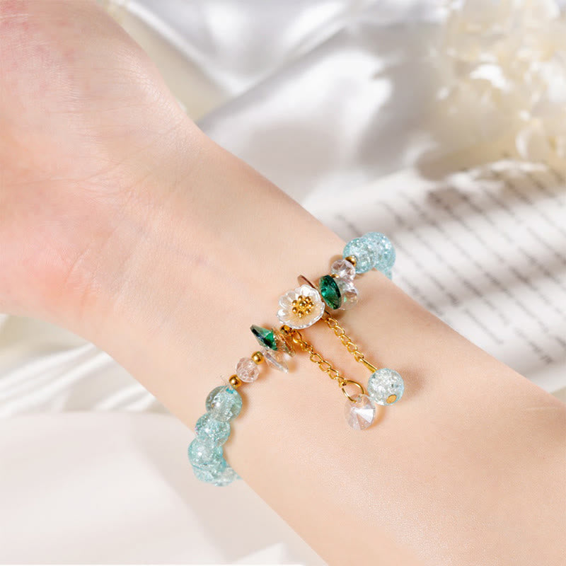 KarmaRipple's Simple Design Flower Talisman Glass Bead Bracelet p20