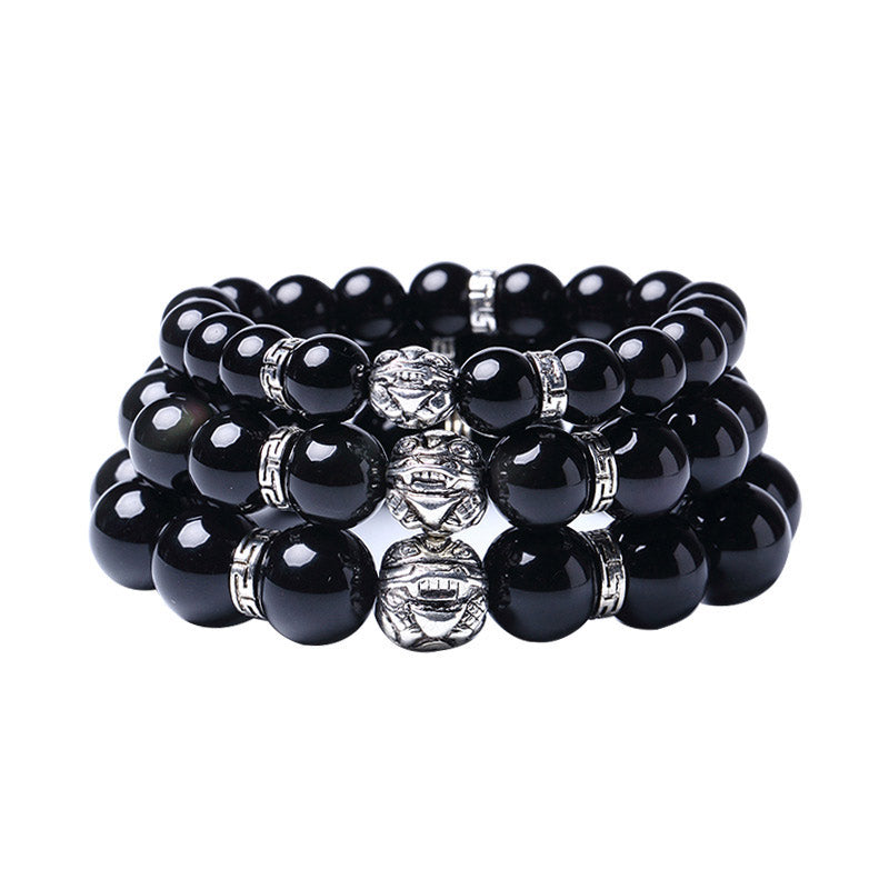 KarmaRipple's FengShui Authentic Rainbow Obsidian PiXiu Blessing Bracelet p9