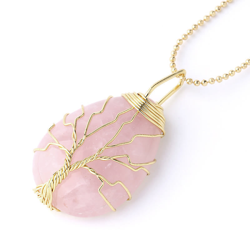 KarmaRipple's Authentic Quartz Gemstone Tree Of Life Balancing Energy Pendant Necklace p10