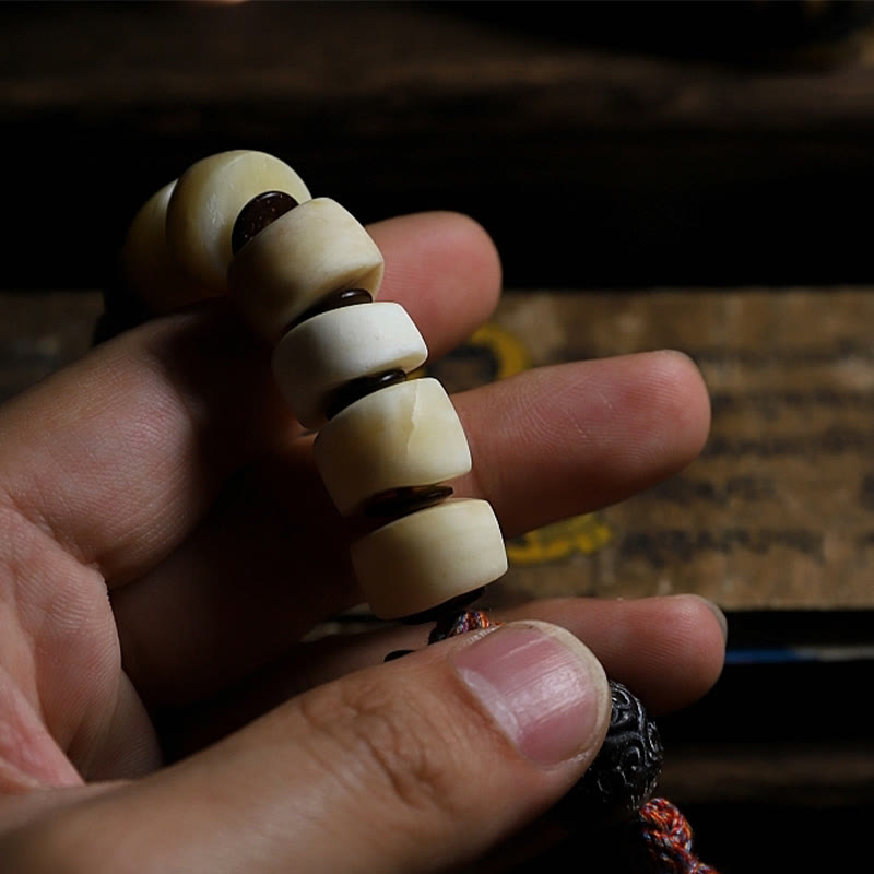 KarmaRipple's Tibetan Authentic Yak Bone The Lord Of The Corpse Forest Dice Chinese Zodiac Nine Palaces Eight Diagrams Strength Wrist Mala p7