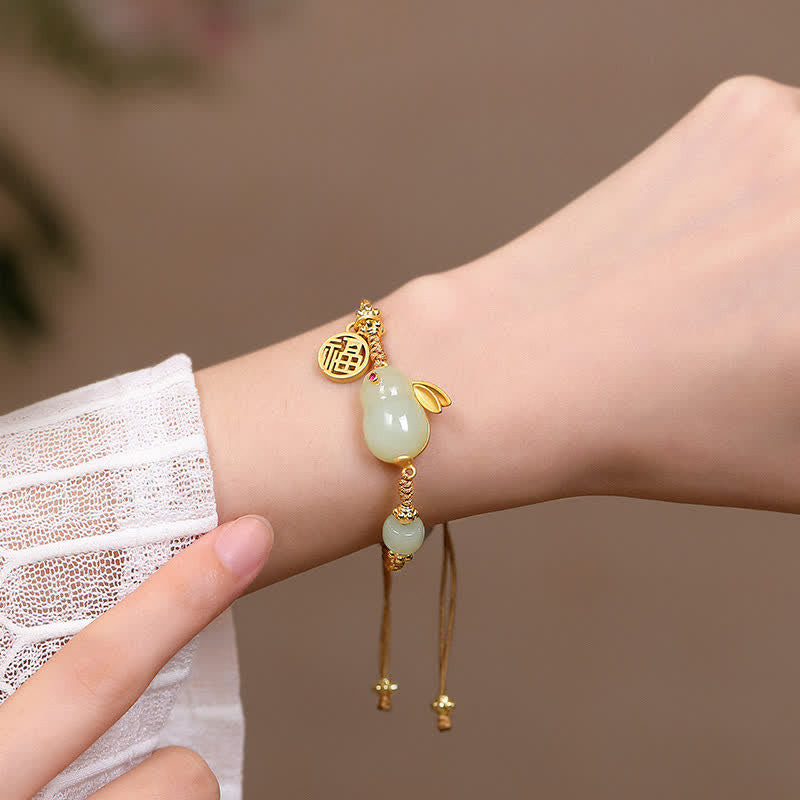KarmaRipple's Year of the Rabbit Hetian Jade Happiness Blessing Wealth String Bracelet p4