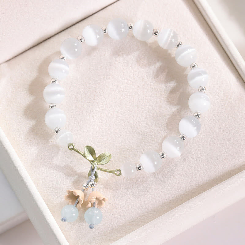 KarmaRipple's Cat's Eye Green Aventurine Blue Chalcedony Pink Gemstone Peace Orchid Talisman Bracelet p2
