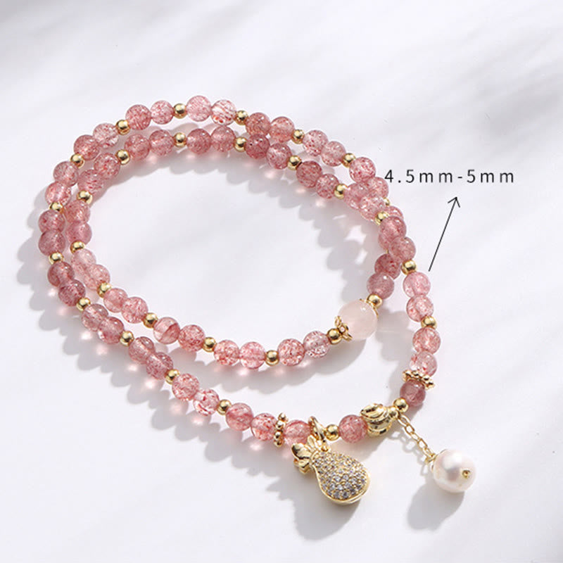 KarmaRipple's Strawberry Quartz Money Bag Positive Talisman Double Wrap Bracelet p8