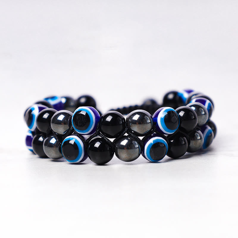 KarmaRipple's Evil Eye Hematite Tiger Eye Protection Beaded Bracelet p23