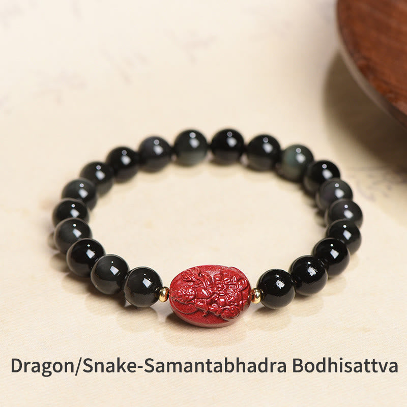 KarmaRipple's Chinese Zodiac Natal Buddha Authentic Black Obsidian Cinnabar Purification Bracelet p3