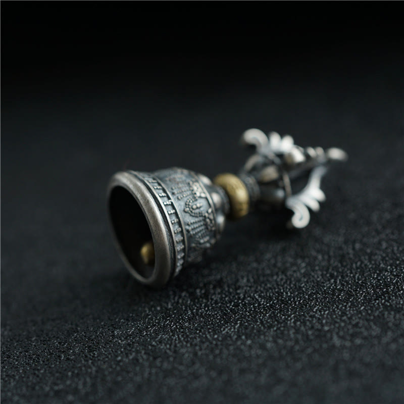 KarmaRipple's Tibet 925 Sterling Silver Om Mani Padme Hum Dorje Bell Vajra Engraved Enlightenment Necklace Hanging Decoration p9