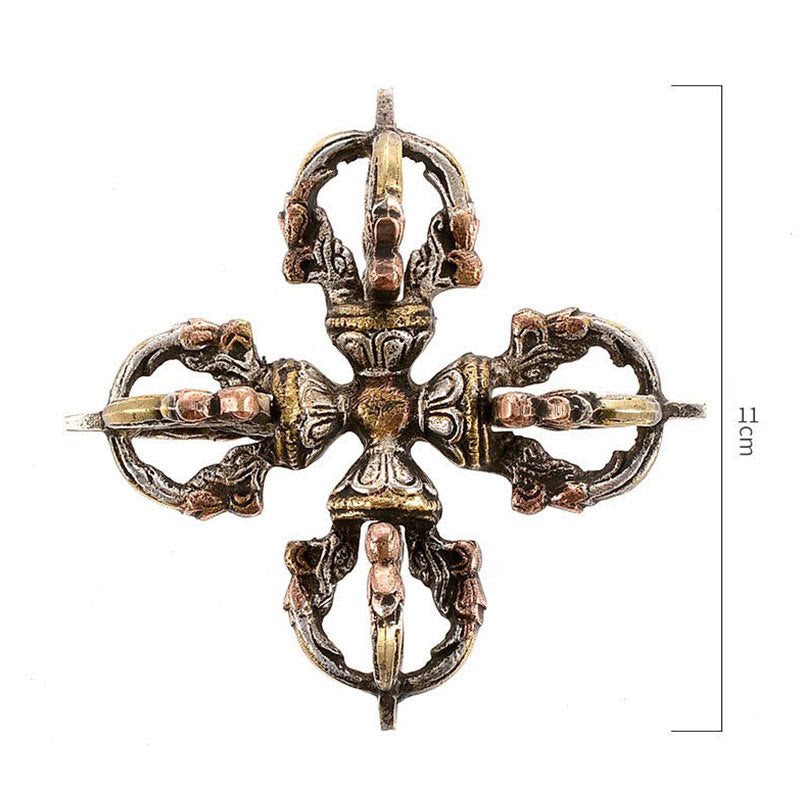 KarmaRipple's Tibetan Handmade 5 Prong Double Dorje Bronze Iron Thunderbolt Strength Vajra p14