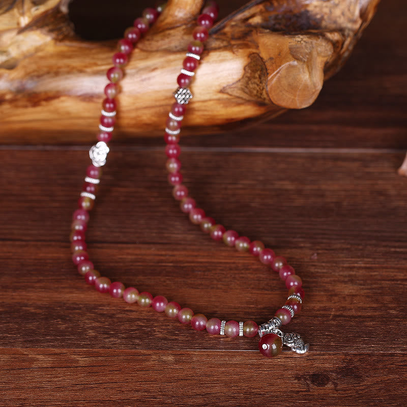 KarmaRipple's Authentic Watermelon Tourmaline PiXiu Elephant Positive Triple Wrap Bracelet p6