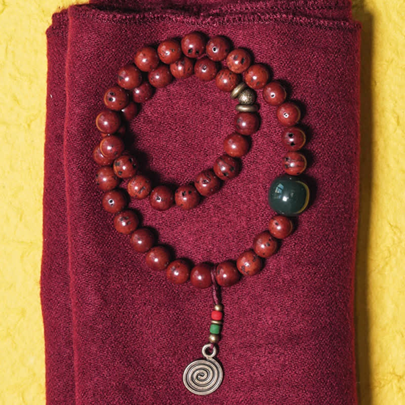 KarmaRipple's Bodhi Seed Cyan Jade Bronze Peace Fortune Bracelet p1