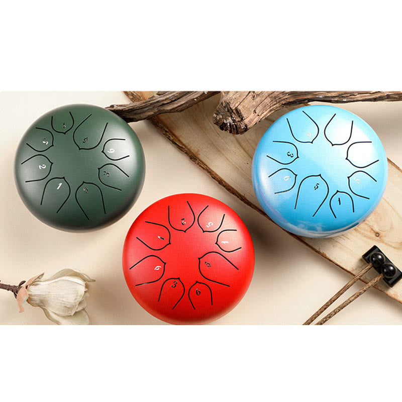 KarmaRipple's Steel Tongue Drum Sound Balancing Meditation Lotus Pattern Drum Kit 8 Note 6 Inch Percussion Instrument p22