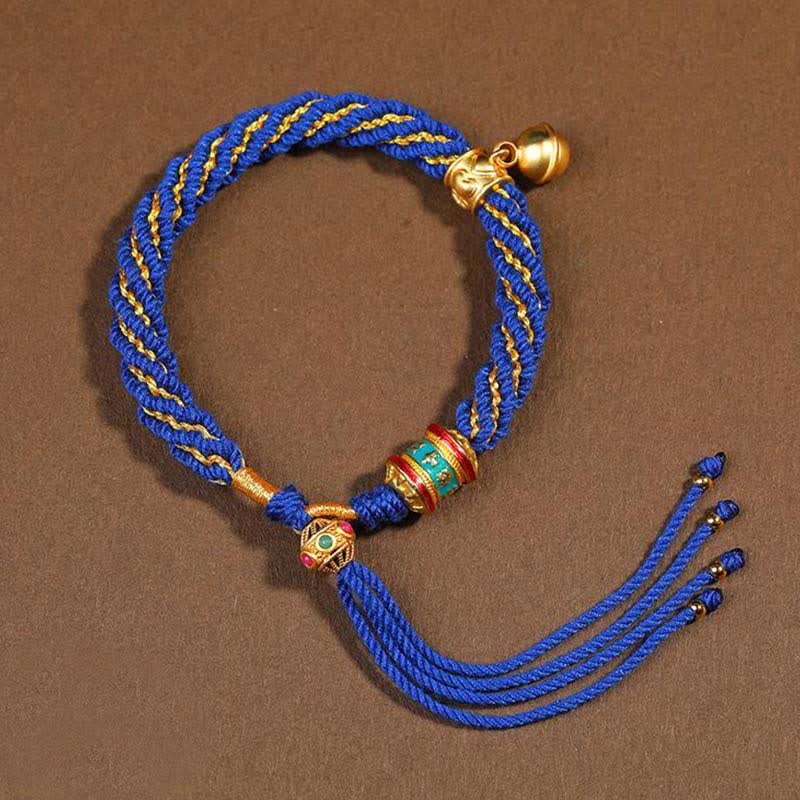 KarmaRipple's Tibetan Handmade Fortune Protection Thangka Prayer Wheel Bell Talisman Braid String Bracelet p20