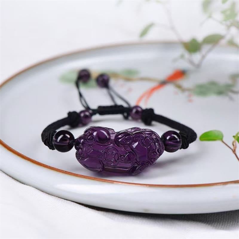 KarmaRipple's Authentic Obsidian Amethyst Citrine PiXiu Cooper Coin Wealth Bracelet p5