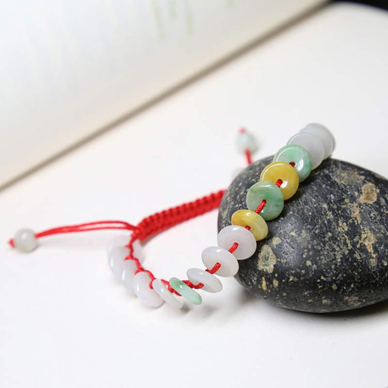KarmaRipple's Round Jade Fortunate Red String Weave Bracelet p7