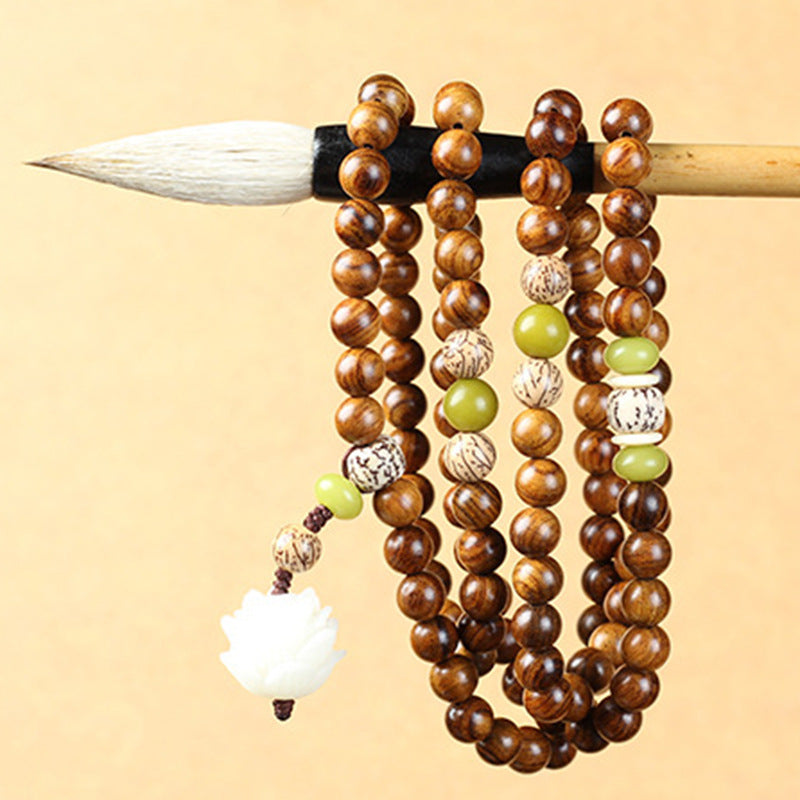 KarmaRipple's Tibetan Rosewood Lotus Mala Protection Calm Pendant Bracelet p4