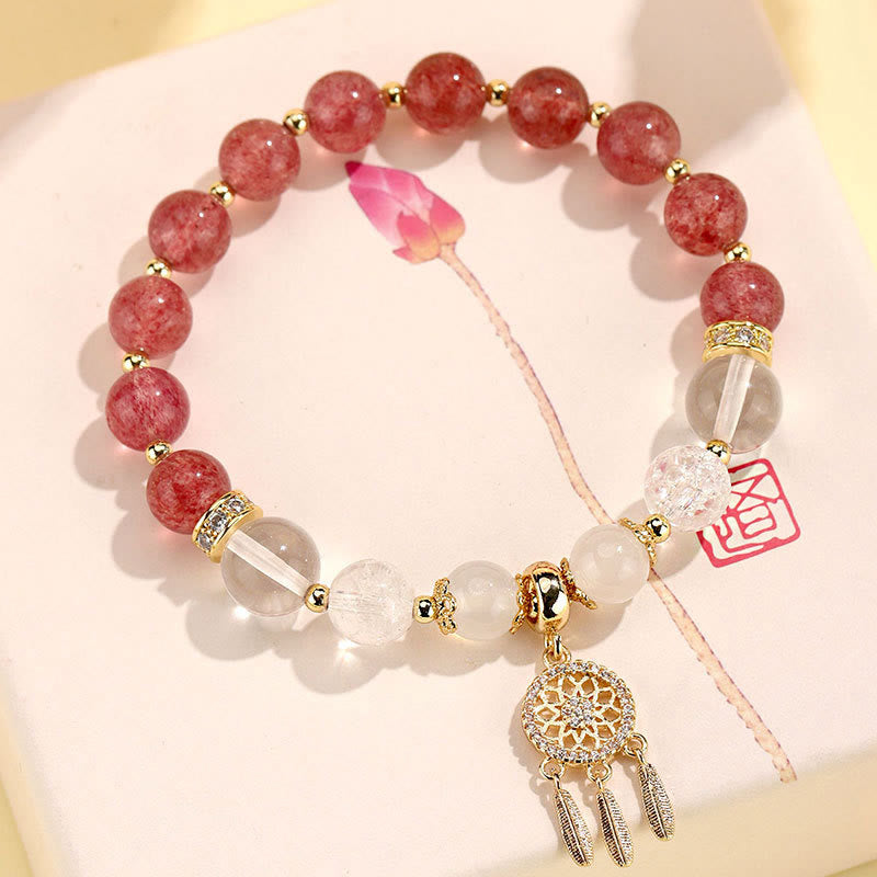 KarmaRipple's Green Strawberry Quartz Amethyst Gemstone Dreamcatcher Balancing Bracelet p3