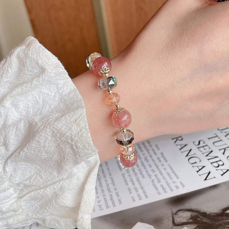 KarmaRipple's Authentic Strawberry Quartz Colorful Gemstone'sitive Bracelet p10