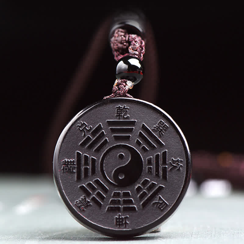 KarmaRipple's Black Obsidian Bagua Yin Yang Strength Pendant Necklace p3
