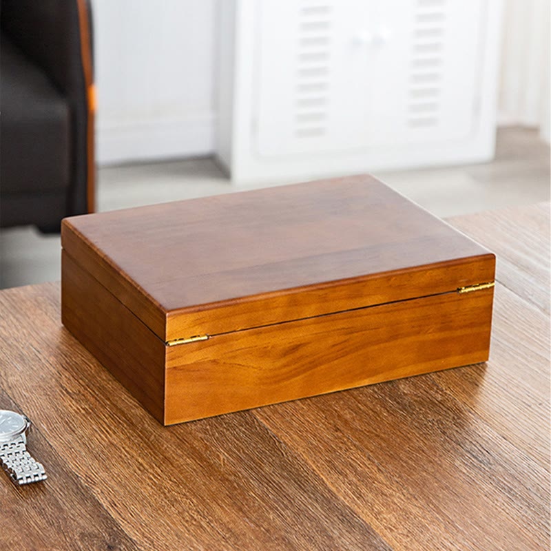 KarmaRipple's Vintage Wooden Jewelry Box Two-Layer Solid Wood Jewelry Storage Box p20