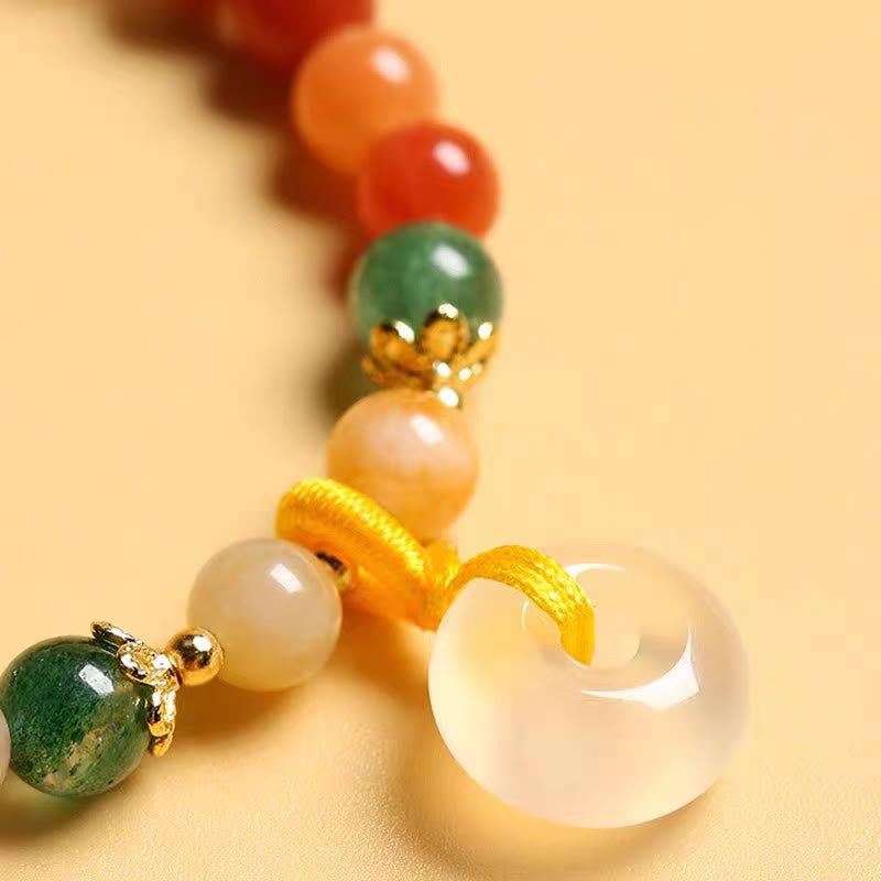 KarmaRipple's 14K Gold Plated Colorful Golden Silk Jade Peace Buckle Wealth Bracelet p3
